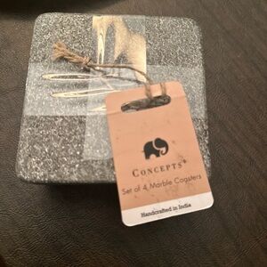 Concepts Handcrafted Gray Marble Coasters Set